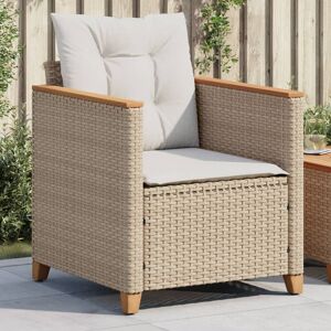 vidaXL Sillón de jardín con cojines ratán sintético beige