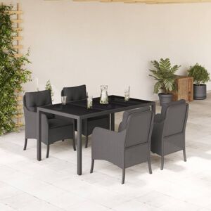 vidaXL Set de muebles jardín 5 pzas con cojines ratán sintético negro