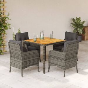 vidaXL Set comedor de jardín 5 piezas con cojines ratán sintético gris