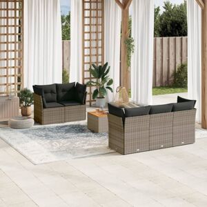 vidaXL Set de muebles de jardín 6 pzas y cojines ratán sintético gris