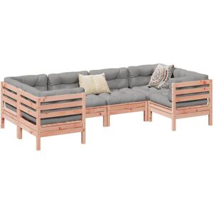 vidaXL Set de sofás jardín 6 pzas con cojines madera abeto Douglas