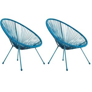 LOLAhome Pack de 2 sillones de jardín Acapulco azules