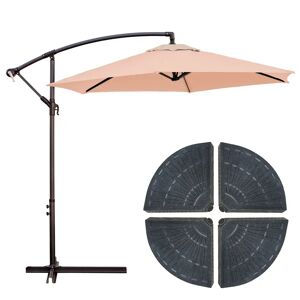 LOLAhome Pack de parasol beige de aluminio de Ø 270 cm y 4 sujeciones