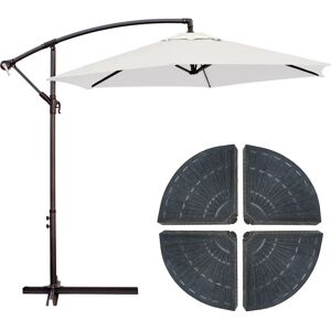 LOLAhome Pack de parasol blanco roto de aluminio de Ø 270 cm y 4 sujeciones