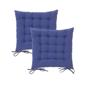 LOLAhome Set de 2 cojines silla lisos azules de loneta de 38x38 cm teñido