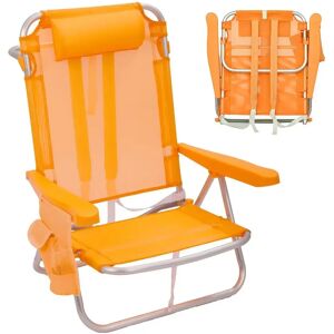 LOLAhome Silla playa mochila de 4 posiciones de aluminio naranja