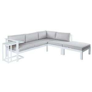 LOLAhome Conjunto de sofá rinconera y mesa lateral de jardín Agnes blanco de aluminio