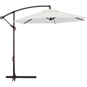 LOLAhome Parasol excéntrico con manivela y ventana de ventilación beige de aluminio de Ø 270 cm