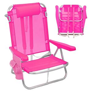 LOLAhome Silla playa mochila de 4 posiciones de aluminio rosa fucsia