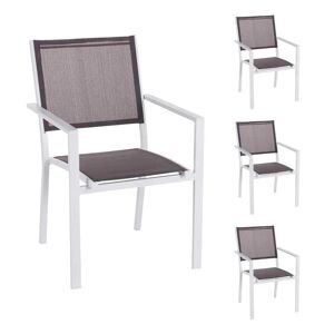 LOLAhome Pack de 4 sillas de jardín apilables Thais blanca
