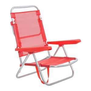 LOLAhome Silla de playa baja reclinable 4 posiciones convertible en tumbona coral de aluminio