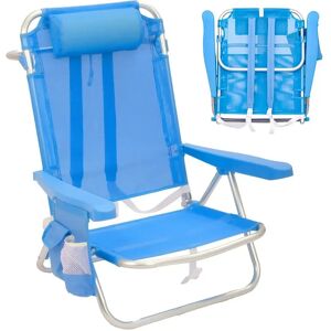 LOLAhome Silla playa mochila de 4 posiciones de aluminio azul