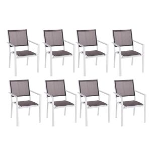 LOLAhome Pack de 8 sillas de jardín apilables Thais blanca