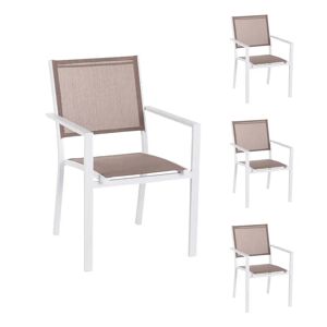 LOLAhome Pack de 4 sillas de jardín apilables Thais marrón