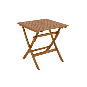 Miliboo Mesa de jardín cuadrada plegable de madera maciza 70 cm FUEGO