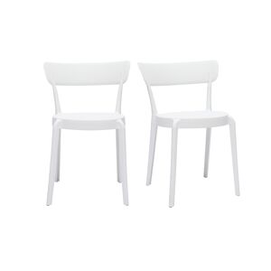 Miliboo Set de 2 sillas apilables de plástico blanco para interior/exterior RIOS