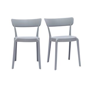 Miliboo Set de 2 sillas apilables de plástico gris para interior/exterior RIOS