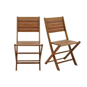 Miliboo Set de 2 sillas de jardín plegables de acacia maciza CANOPEE