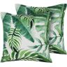 BELIANI Conjunto de cojines de jardín con motivo de hojas verde de poliéster cuadrado 45 x 45 cm impermeable diseño moderno Pavelli