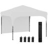 Outsunny Carpa plegable 3x3 m cenador de jardín con altura ajustable 1 pared lateral impermeable 4 bolsas de arena y bolsa de transporte blanco