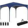 Outsunny Carpa plegable 3x3 m cenador de jardín altura ajustable con bolsa de transporte impermeable y bolsas de arena para exteriores jardín patio azul