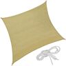 TECTAKE Toldo de polietileno con forma cuadrada, beige - toldo cuadrangular con cuerdas tensoras, parasol para sombra en jardín con anillas de acero, lona