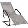 Outsunny Tumbona de Jardín Ergonómica con Reposacabezas Reposapiés y Reposabrazos Sillón Hamaca Tapizado 59,5x160x83 cm Gris AOSOM ES