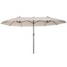 Outsunny Sombrilla Parasol Doble para Jardín 4,6x2,7x2,4 m Sombrilla Gigante Anti UV con Manivela para Exterior Patio Terraza Piscina Color Beige