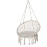 Outsunny Silla Colgante Redondo de 60 cm Silla Hamaca Columpio con Cojín y Cuerda de Algodón para Interior y Exterior 80x80x42 cm Beige