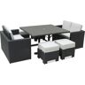 dcb garden Conjunto de comedor empotrable 8 plazas resina trenzada negro