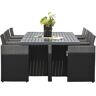 dcb garden Conjunto de comedor empotrable 8 plazas resina trenzada negro