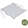 Edenjardin Pack de 6 cojines para sillas de jardín olefin gris claro 37x37 cm