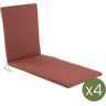 Edenjardin Pack de 4 cojines para tumbona olefin rojo 196x60x5 cm