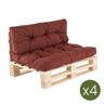 Edenjardin Pack de 4 sofá de palet asiento y respaldo color rojo olefin