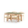 Defora Home Set de mesa y 4 butacas en madera y ceramica verde 168x87