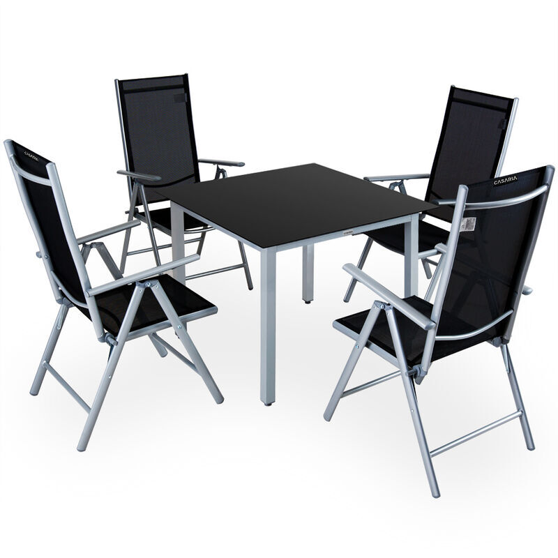 Casaria Conjunto de muebles 4+1 aluminio Bern Sillas plegables y mesa