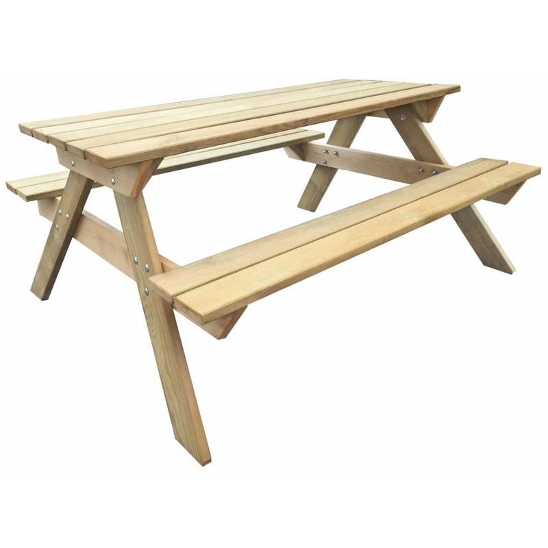 ASUPERMALL Mesa de picnic de madera de pino FSC 150x135x71,5 cm