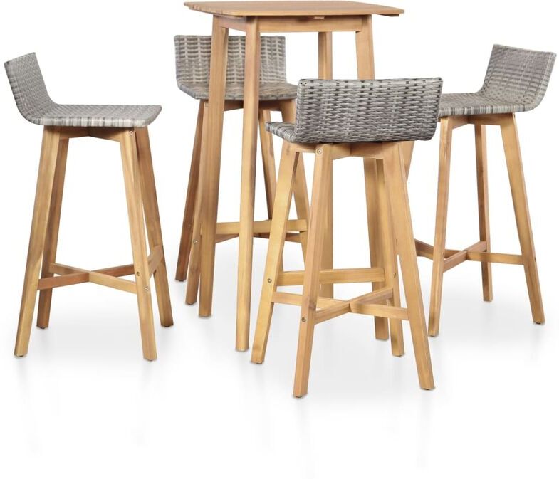 vidaXL Set de comedor de jardín 5 piezas madera maciza de acacia