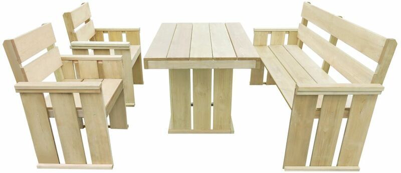 Asupermall - Set de comedor de jardin 4 piezas madera de pino impregnada