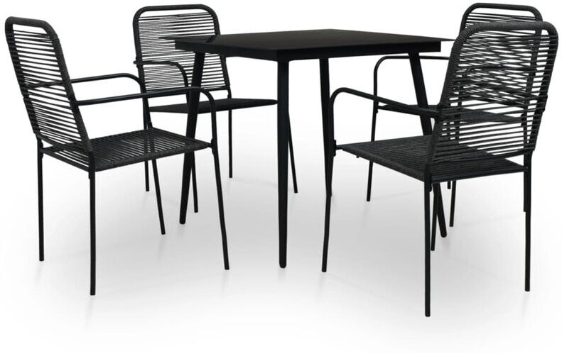 Asupermall - Set de comedor de jardin 5 pzas cuerda de algodon y acero