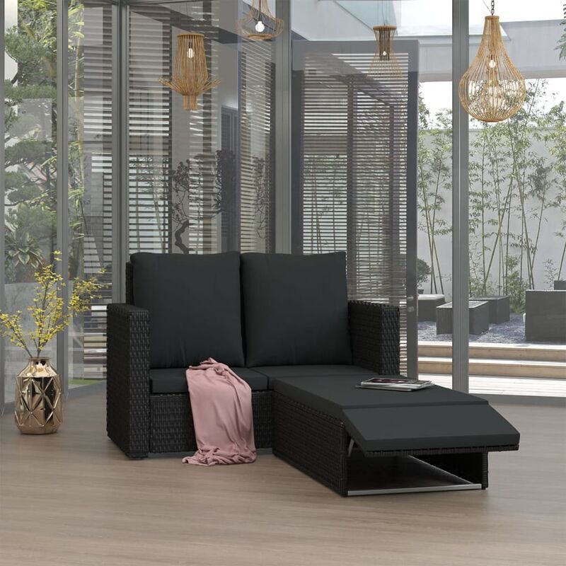 Asupermall - Set muebles de jardin 2 piezas y cojines ratan sintetico