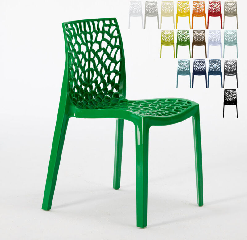 GRAND SOLEIL Silla Gruvyer para Cocina y Bar de Polipropileno Apilable Verde - Grand