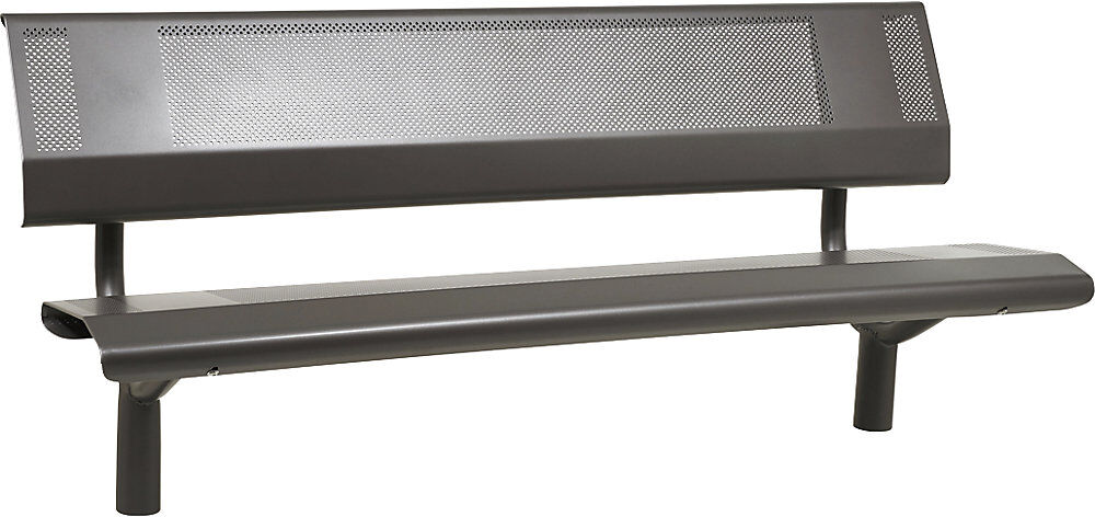 PROCITY Banco OSLO de acero, altura del asiento 450 mm, longitud 1800 mm, gris antracita, con respaldo