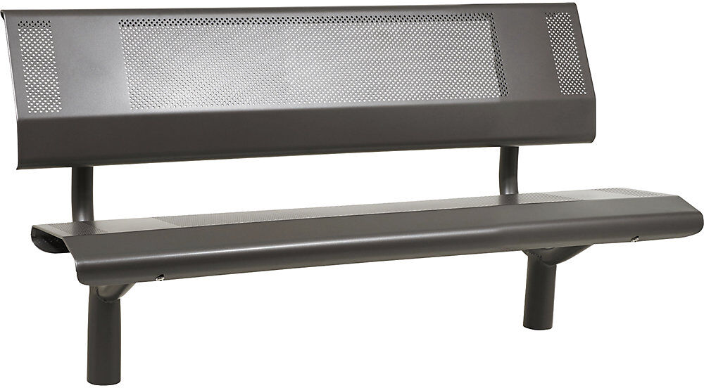 PROCITY Banco OSLO de acero, altura del asiento 450 mm, gris antracita, con respaldo