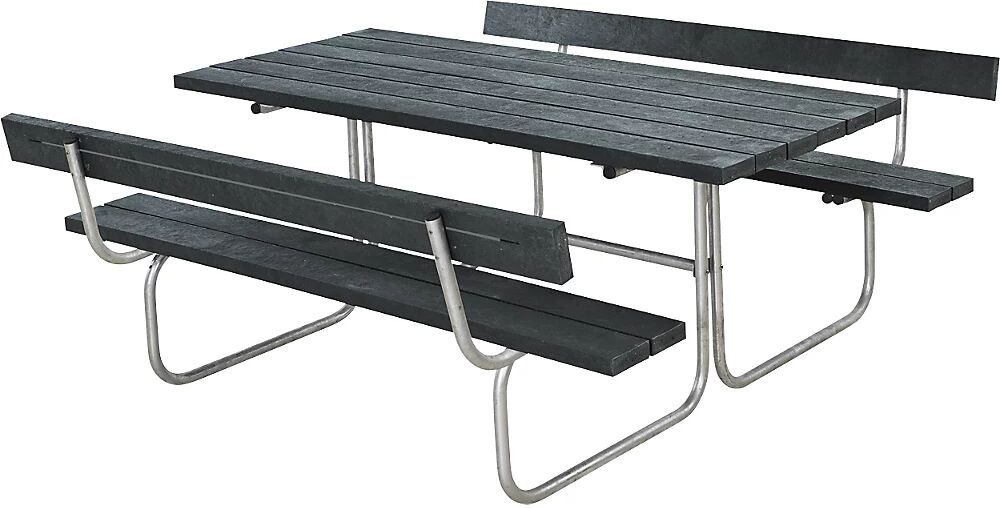 kaiserkraft Banco para grupos de 6 personas, L x P 1770 x 1840 mm, con 2 respaldos, gris