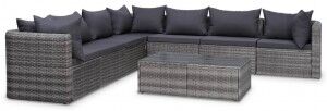 vidaXL Set De Muebles De Jardín 8 Pzas Y Cojines Ratán Sintético Gris