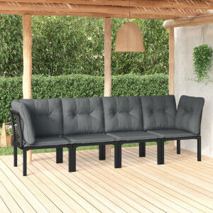 vidaXL Set De Muebles De Jardín 4 Piezas Ratán Sintético Negro Y Gris