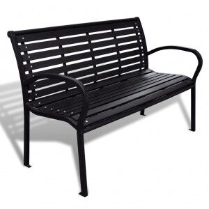 vidaXL Banco De Jardín Acero Y Wpc Negro 125 Cm