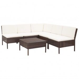 vidaXL Set Muebles De Jardín 6 Piezas Y Cojines Ratán Sintético Marrón