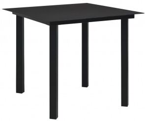 vidaXL Mesa De Comedor De Jardín Acero Y Vidrio Negra 80x80x74 Cm